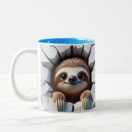 3D Schattigee Baby Sloth Hot Cocoa Coffee Animals  Tweekleurige Koffiemok