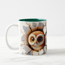 3D Schattigee Baby Uil Hot Cocoa Koffiedieren Tweekleurige Koffiemok