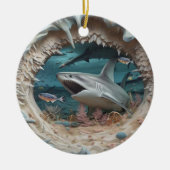 3D Shark Attack Kerstmis Keramisch Ornament (Voorkant)