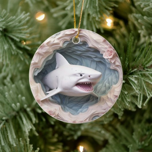 3D Shark Christmas Keramisch Ornament (Boom)