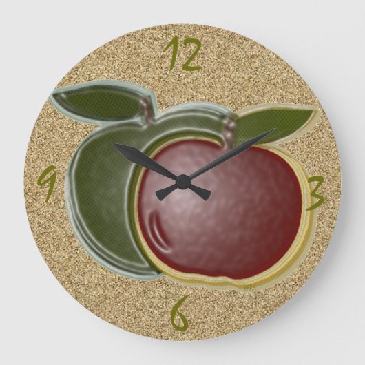 3D Shiny Apples (getextureerd) Wall Clock Grote Klok (Voorkant)