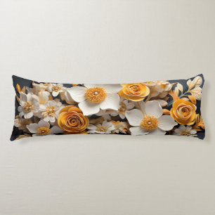 3D Sinaasappel & Witte bloemen Lichaamskussen