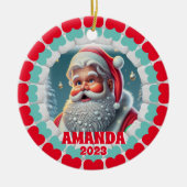 3D Sinterklaas Kerstmis aangepaste Kinder foto Keramisch Ornament (Voorkant)