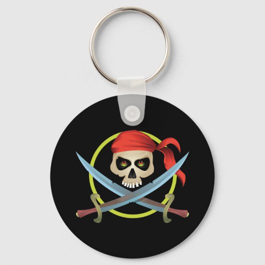 3D Skull en Crossbones Sleutelhanger (Voorkant)