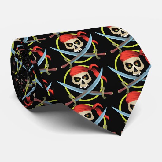3D Skull en Crossbones Stropdas (Opgerold)
