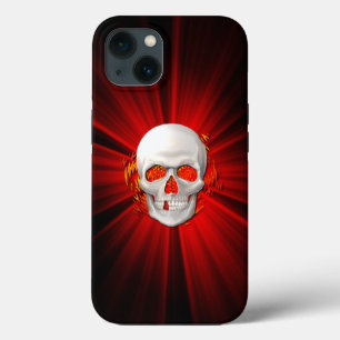 3D Skull in Ggloed Fire iPhone 13 Hoesje