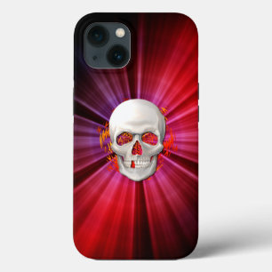 3D Skull in Ggloed Fire iPhone 13 Hoesje