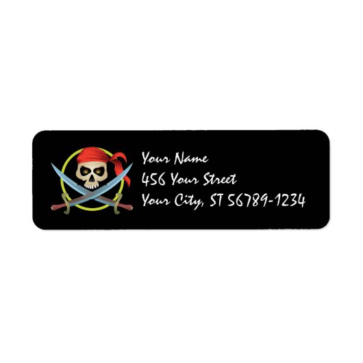 3D Skull Piraat Label (Voorkant)