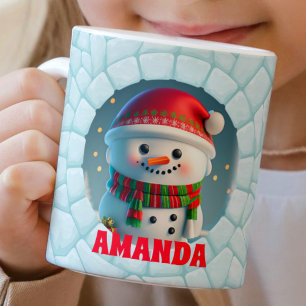 3D Sneeuwman Kerst Aangepaste Kinder Hot Chocolate Koffiemok