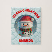 3D Sneeuwman Kerst Gepersonaliseerde Kinderen Legpuzzel (Verticaal)