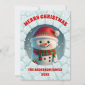 3D Sneeuwman Kerstmis Feestdagenkaart (Voorkant)