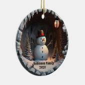 3D Sneeuwman Kerstmis Keramisch Ornament (Rechts)