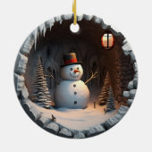 3D Sneeuwman Kerstmis Keramisch Ornament (Achterkant)