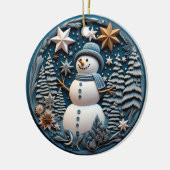 3D Sneeuwman Kerstmis Keramisch Ornament (Links)