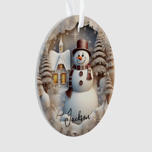 3D Snowman kerstversiering Ornament (voorkant)