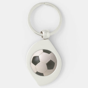 3D Soccerball Black White Football Sleutelhanger