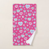 3D Sparkly Crystal Gemstone Harten op Roze Bad Handdoek (Handdoek)