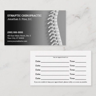 3D Spine Black Grey Chiropractic Appointards Afsprakenkaartje