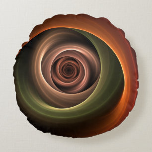 3D-spiraal Abstracte warme kleuren moderne fractal Rond Kussen