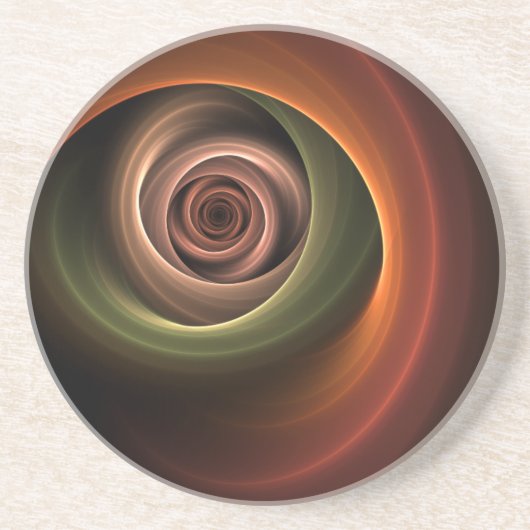 3D-spiraal Abstracte warme kleuren moderne fractal Zandsteen Onderzetter (Voorkant)