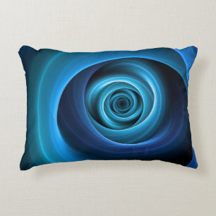 3D Spiraal Blauwe Kleuren Moderne Abstracte Fracta Accent Kussen