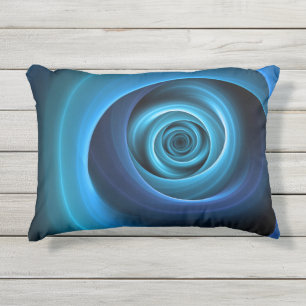 3D Spiraal Blauwe Kleuren Moderne Abstracte Fracta Buitenkussen