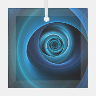 3D Spiraal Blauwe Kleuren Moderne Abstracte Fracta Glas Ornament