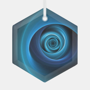 3D Spiraal Blauwe Kleuren Moderne Abstracte Fracta Glas Ornament