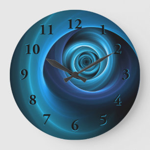 3D Spiraal Blauwe Kleuren Moderne Abstracte Fracta Grote Klok