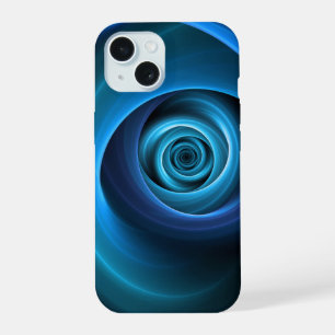 3D Spiraal Blauwe Kleuren Moderne Abstracte Fracta iPhone 15 Hoesje
