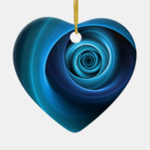 3D Spiraal Blauwe Kleuren Moderne Abstracte Fracta Keramisch Ornament