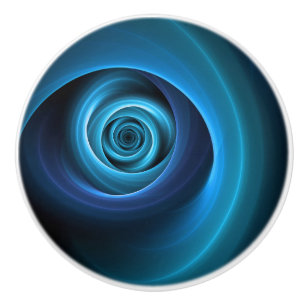 3D-spiraal blauwe kleuren moderne abstracte fracta Keramische Knop