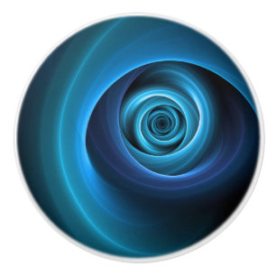 3D Spiraal Blauwe Kleuren Moderne Abstracte Fracta Keramische Knop