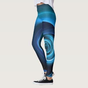 3D Spiraal Blauwe Kleuren Moderne Abstracte Fracta Leggings