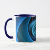 3D Spiraal Blauwe Kleuren Moderne Abstracte Fracta Mok (Links)