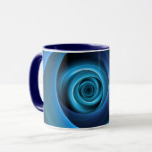 3D Spiraal Blauwe Kleuren Moderne Abstracte Fracta Mok (Voorkant links)