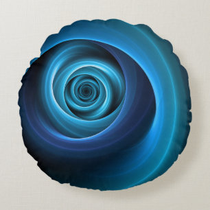 3D-spiraal blauwe kleuren moderne abstracte fracta Rond Kussen