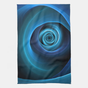3D Spiraal Blauwe Kleuren Moderne Abstracte Fracta Theedoek