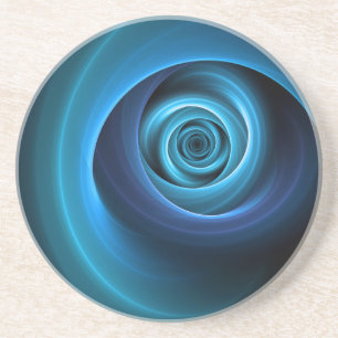 3D Spiraal Blauwe Kleuren Moderne Abstracte Fracta Zandsteen Onderzetter