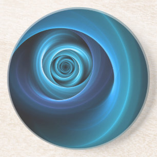 3D-spiraal blauwe kleuren moderne abstracte fracta Zandsteen Onderzetter