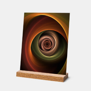 3D Spiral Abstract Warm Colors Modern Fractal Art Acryl Bord