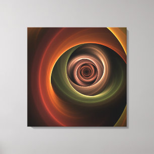 3D Spiral Abstract Warm Colors Modern Fractal Art Canvas Afdruk