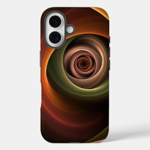 3D Spiral Abstract Warm Colors Modern Fractal Art iPhone 16 Hoesje