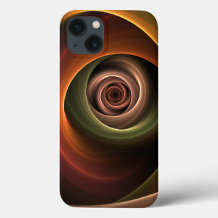 3D Spiral Abstract Warm Colors Modern Fractal Art iPhone 13 Hoesje