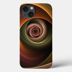 3D Spiral Abstract Warm Colors Modern Fractal Art iPhone 13 Hoesje