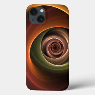 3D Spiral Abstract Warm Colors Modern Fractal Art iPhone 13 Hoesje