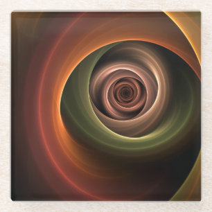3D Spiral Abstract Warm Colors Modern Fractal Art Glazen Onderzetter