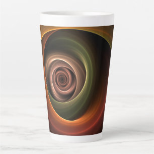 3D Spiral Abstract Warm Colors Modern Fractal Art Latte Mok