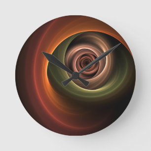 3D Spiral Abstract Warm Colors Modern Fractal Art Ronde Klok