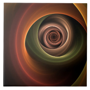 3D Spiral Abstract Warm Colors Modern Fractal Art Tegeltje